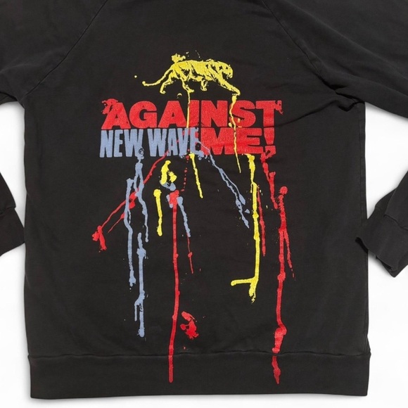 Against Me Hoodie L Black Graphic Paint Splatter Tiger New Wave Punk Emo - Picture 3 of 7